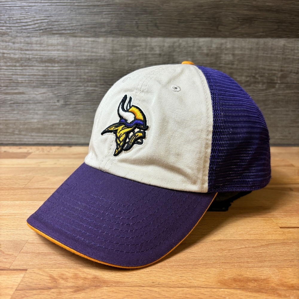 Minnesota Vikings Hat Cap Snapback Tan Purple NFL Football One Size Adjustable
